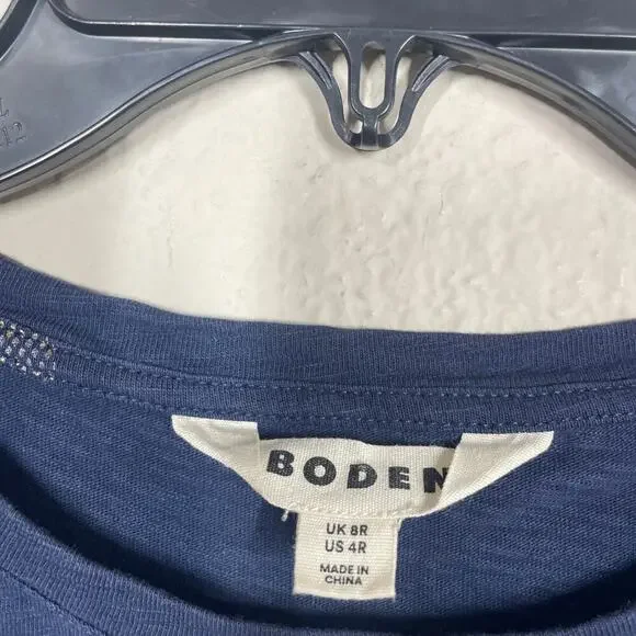 Boden 4 Leah Jersey T-Shirt Mini Dress Blue Cotton Pineapple Print Cap Sleeves - Picture 4 of 9